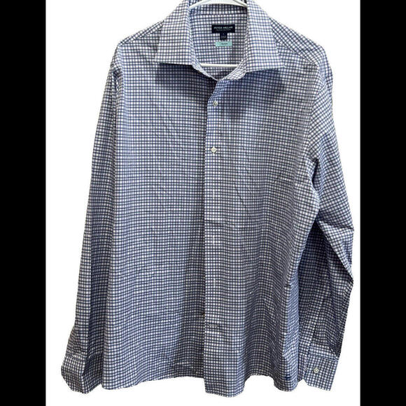 PETER MILLAR MENS SHIRT GRAY PURPLE‎ PLAID FLEX FINISH EXCELLENT - Picture 1 of 4
